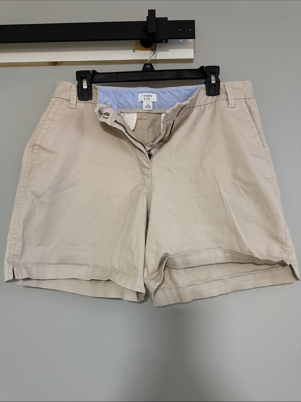 crown & ivy Beige Cotton Chino Shorts